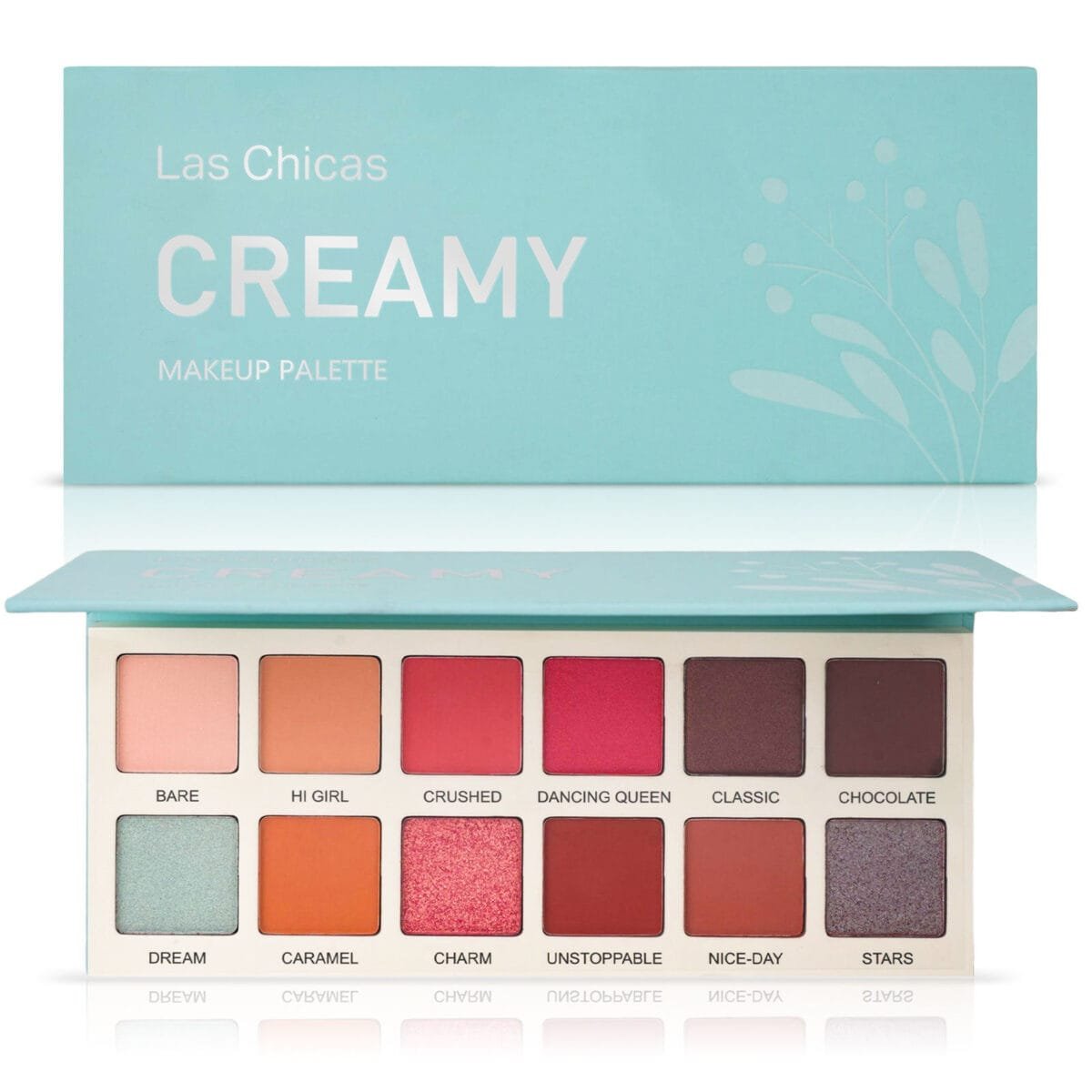Las Chicas High Pigment Silky Hydroxybenzophenone Non-Vegan Cruelty-Free Cream 12-Color Eyeshadow Palette Makeup Palette - Image 3