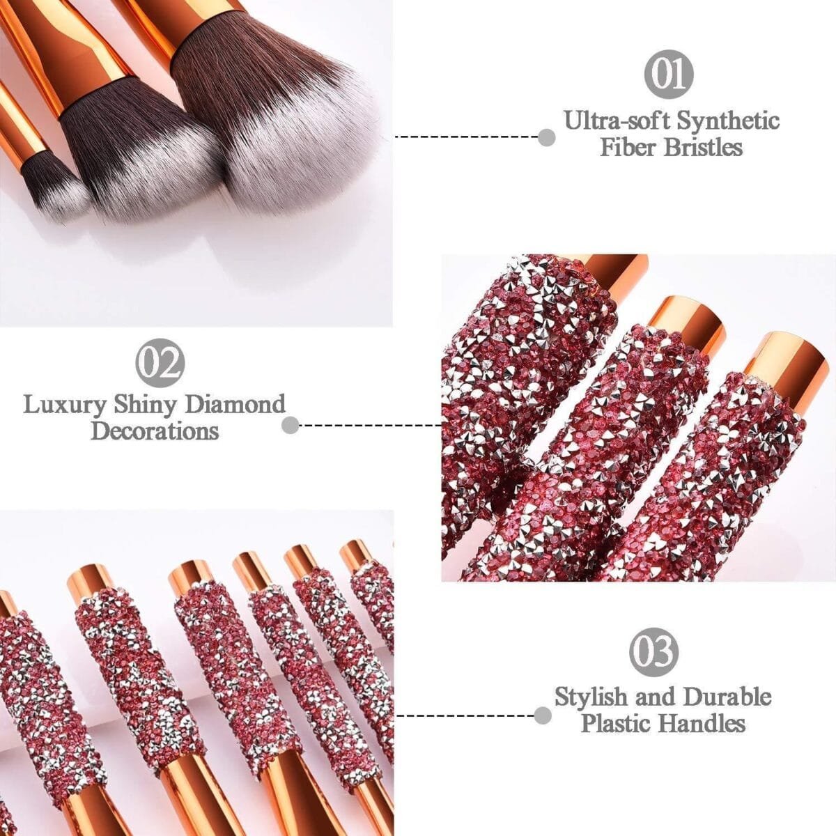 10 IN 1 Diamond Inlaid Handmade Custom Makeup Brush - Image 7