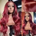 13x6 Human Hair Lace Wig, High-Definition Burgundy Lace Wig, Human Hair With Aligned Cuticle Layer, Indian Hair Wig - Image 3