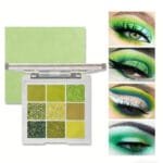9 Colors Green Eyeshadow Palette, Neutral Matte Shimmer Glitter Eyeshadow Palette For Eye Makeup For Green Eyes - Image 3