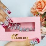 GGddsha Vermilion Duck Nails Medium Square Fake Nailswith Stars Butterflies Snake Designs Handmade Pmmaacrylic Glossy Reusable Fake NailsScarlet Serpent Eclat - Image 4