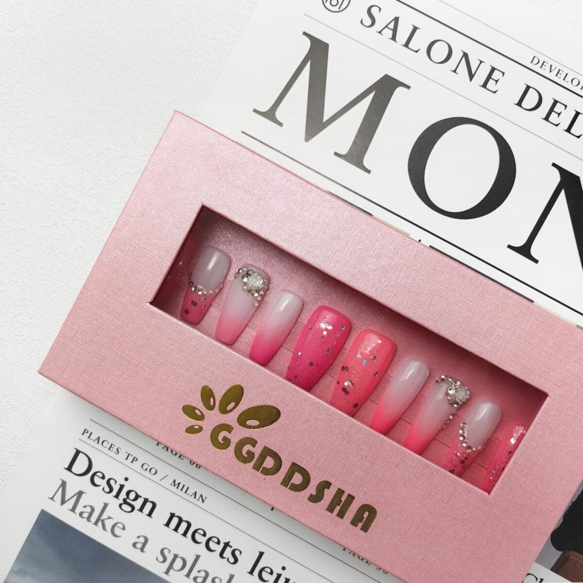 GGddsha Nails Handmade Pmma Acrylic Nails Press On NailsShort Reusable Fake False Nails Kit With Box Gifts ForWomen,Blush Elegance - Image 2
