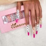 GGDDSHA Nails 10pcs Handmade Press On Nails -GlitterGold Diamond Extra Long Stiletto Reusable Gel UV FinishedFalse Nails, Designer Fashion 3D Hand-painted Nails ,Diamond Zebra - Image 5