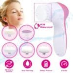 Facial Cleansing Brush Waterproof Face Spin Cleaning Brush With 5 Brush Heads - Image 3