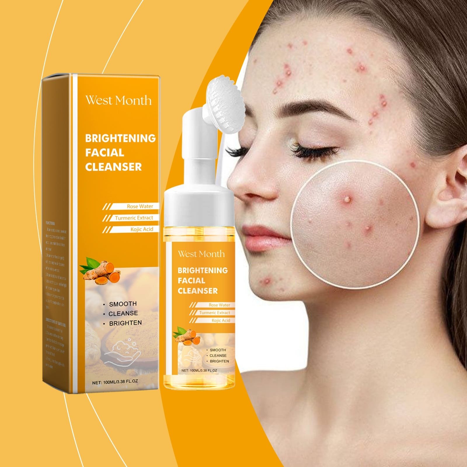 65ec3d6c-0f28-422e-b1b4-58b1c01acf63.jpg West Month Turmeric Cleanser Gently Cleanses Facial Skin, Moisturizes And Beauty Skin Refreshing, Clean And Not Tight - Image 1