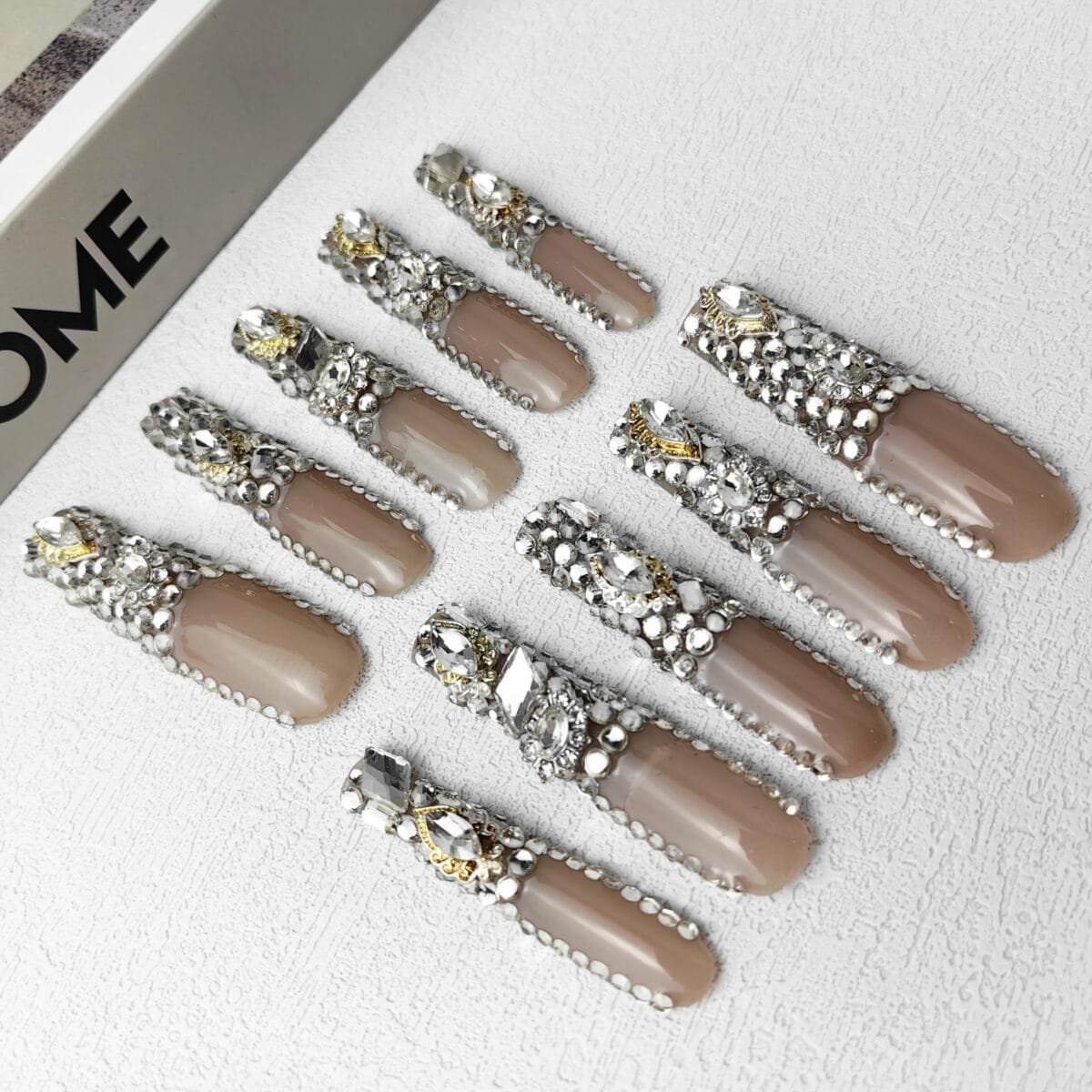 GGddsha New PMMA Acrylic Press On Nails StunningBling Nails, Rhinestone Fake Nails, Glitter Rhinestone NailsGradient Fake NailsCrystal Cascade - Image 5