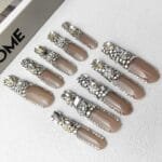 GGddsha New PMMA Acrylic Press On Nails StunningBling Nails, Rhinestone Fake Nails, Glitter Rhinestone NailsGradient Fake NailsCrystal Cascade - Image 5