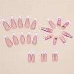 24 PCS Glitter Powder Butterfly Nail Art, Long Length Long Water Pipe Fake Nails,Square Head Nail Tips False Nail - Image 3