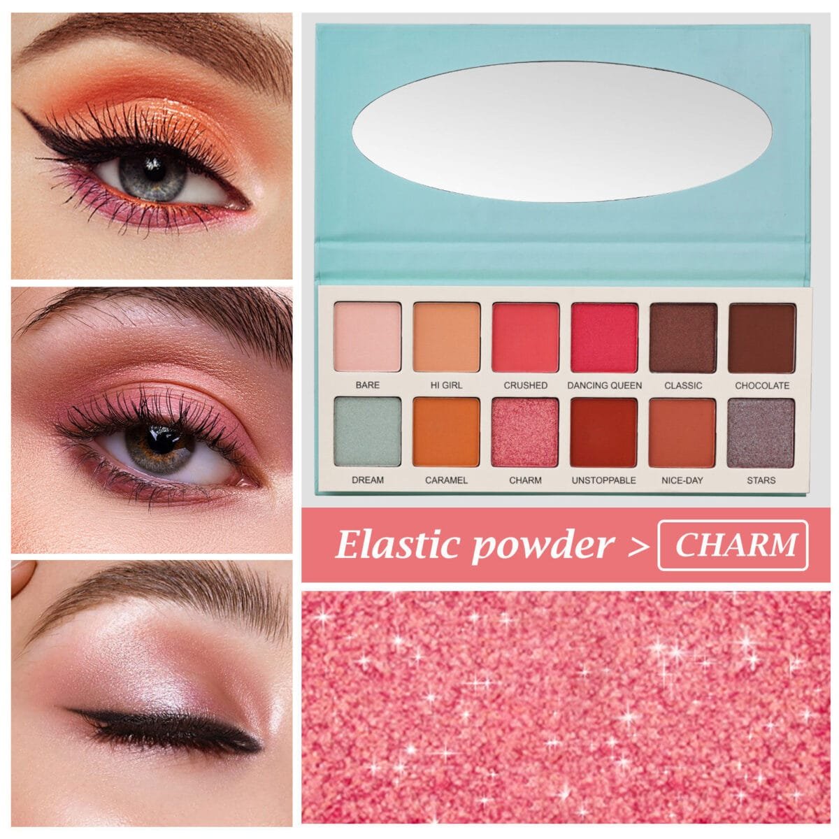 Las Chicas High Pigment Silky Hydroxybenzophenone Non-Vegan Cruelty-Free Cream 12-Color Eyeshadow Palette Makeup Palette - Image 6