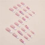 24 PCS Glitter Powder Butterfly Nail Art, Long Length Long Water Pipe Fake Nails,Square Head Nail Tips False Nail - Image 5
