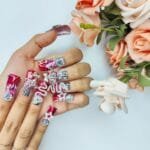 GGddsha Vermilion Duck Nails Medium Square Fake Nailswith Stars Butterflies Snake Designs Handmade Pmmaacrylic Glossy Reusable Fake NailsScarlet Serpent Eclat - Image 3