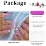 24 PCS Glitter Powder Butterfly Nail Art, Long Length Long Water Pipe Fake Nails,Square Head Nail Tips False Nail - Image 4