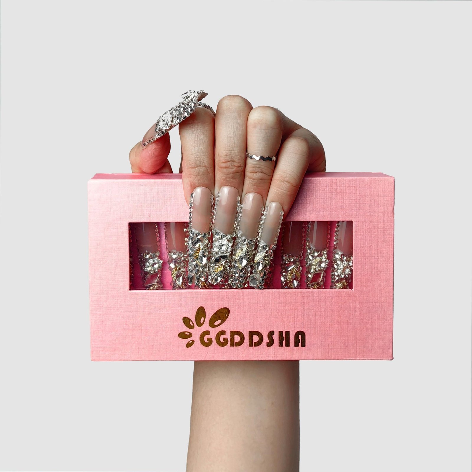 cf68f225-3e31-49d9-b0cb-86199acd689b.jpg GGddsha New PMMA Acrylic Press On Nails StunningBling Nails, Rhinestone Fake Nails, Glitter Rhinestone NailsGradient Fake NailsCrystal Cascade - Image 1