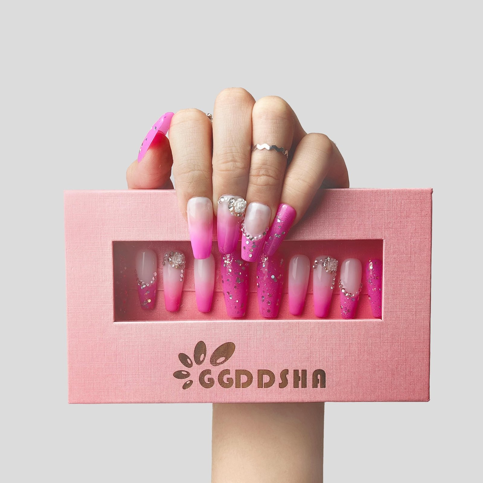 ef33809b-1dd5-4bd5-8881-dd1e13952418.jpg GGddsha Nails Handmade Pmma Acrylic Nails Press On NailsShort Reusable Fake False Nails Kit With Box Gifts ForWomen,Blush Elegance - Image 1