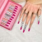 GGDDSHA Nails 10pcs Handmade Press On Nails -GlitterGold Diamond Extra Long Stiletto Reusable Gel UV FinishedFalse Nails, Designer Fashion 3D Hand-painted Nails ,Diamond Zebra - Image 6
